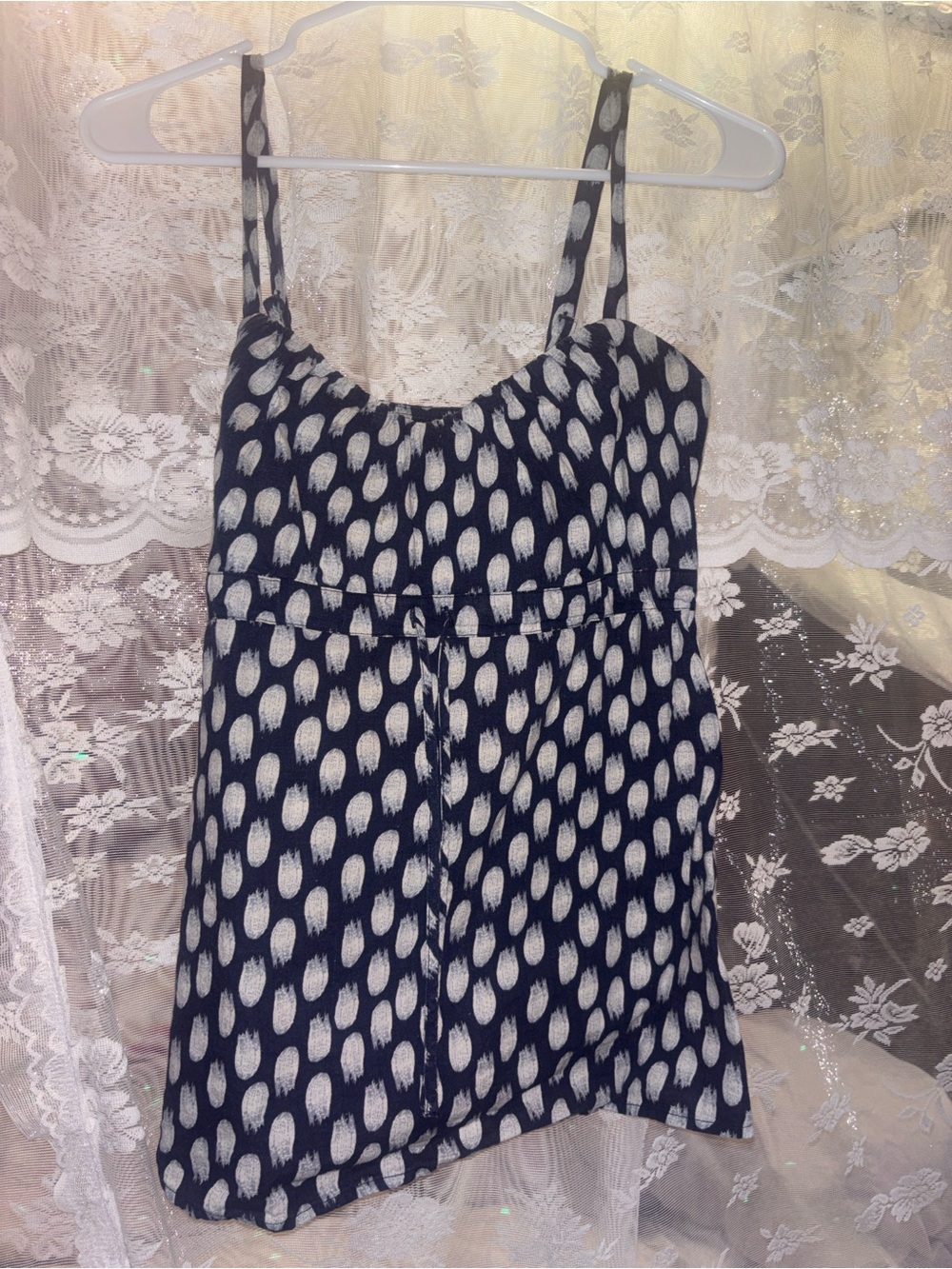 Patagonia Women’s Summer Tank Top Blue White 100% Organic Cotton/Hemp sz 4